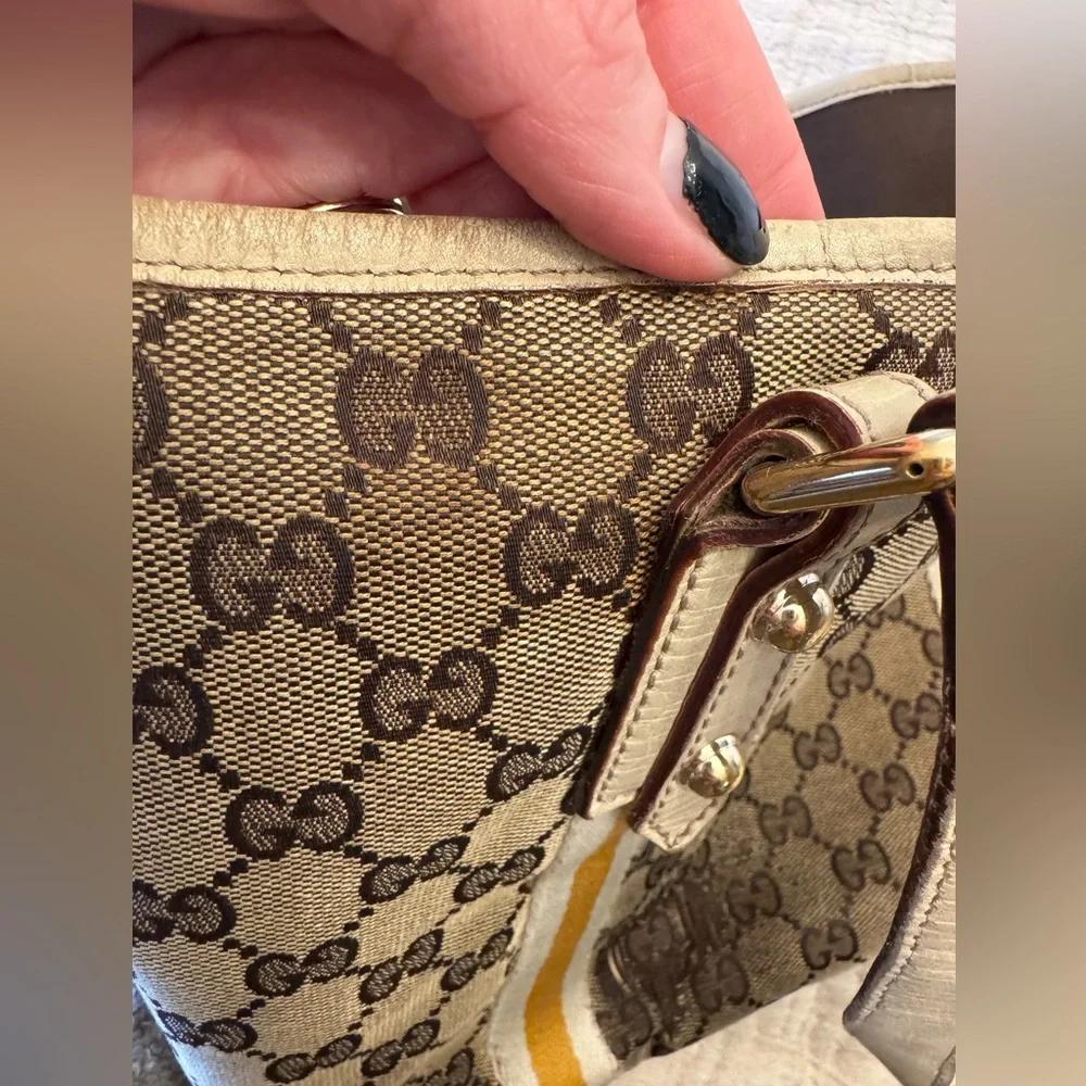 Gucci Signature Monogram Canvas Shoulder Tote- Fixer Bag (Heavy damage) - Picture 14 of 16